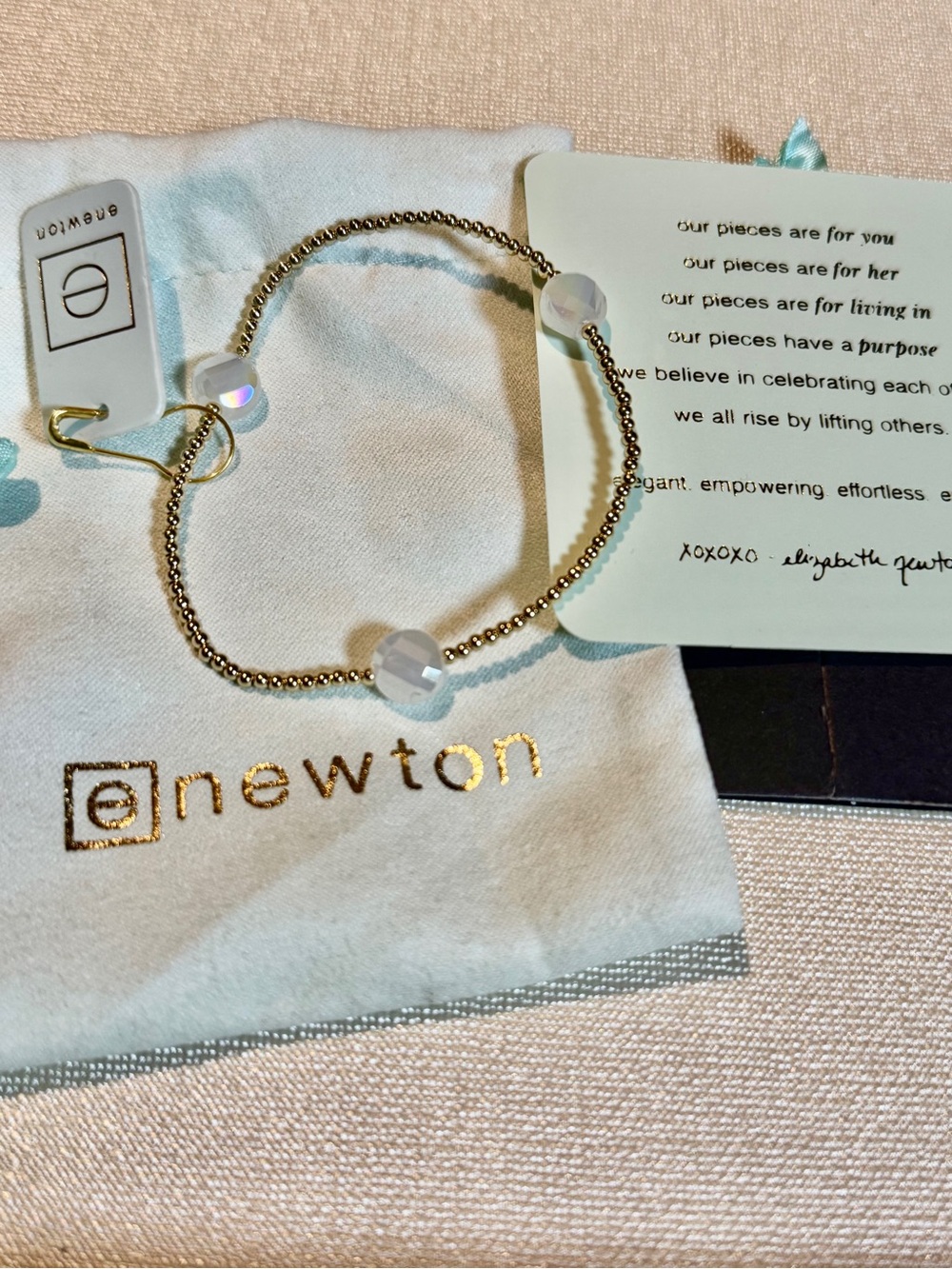 Enewton Tiny Gold Bead & White Iridescent Beads New Bracelet